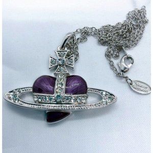 Vivienne Westwood Necklace Purple Heart Saturn Pendant 4cm×5.2cm
